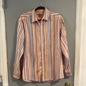 Johnston & Murphy Men's Shirt Size L Button Up Flip Cuff Tailored Fit‎